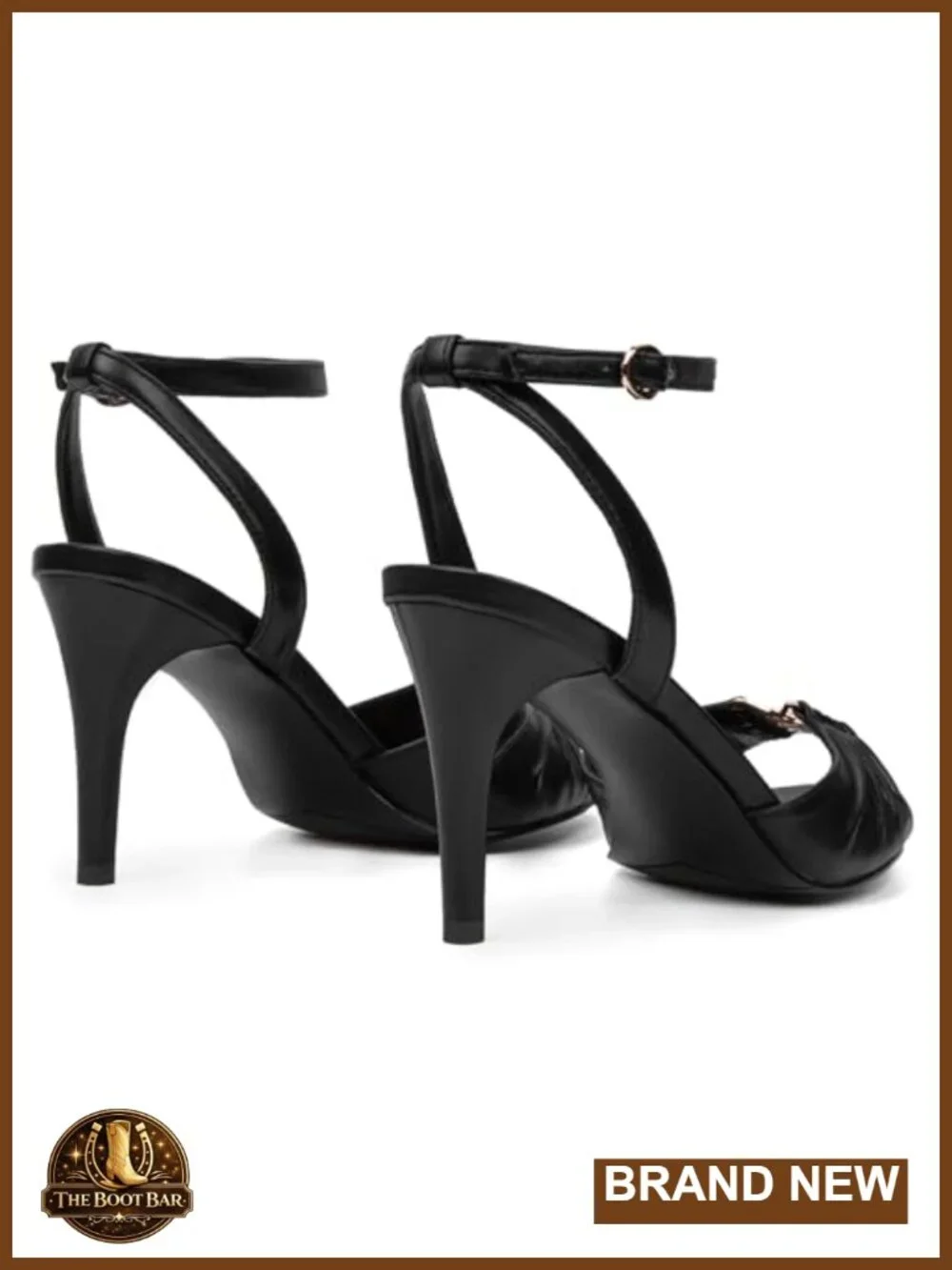Pointed Peep Toe Stiletto Heeled Sandals with Adjustable Ankle Strap - PU